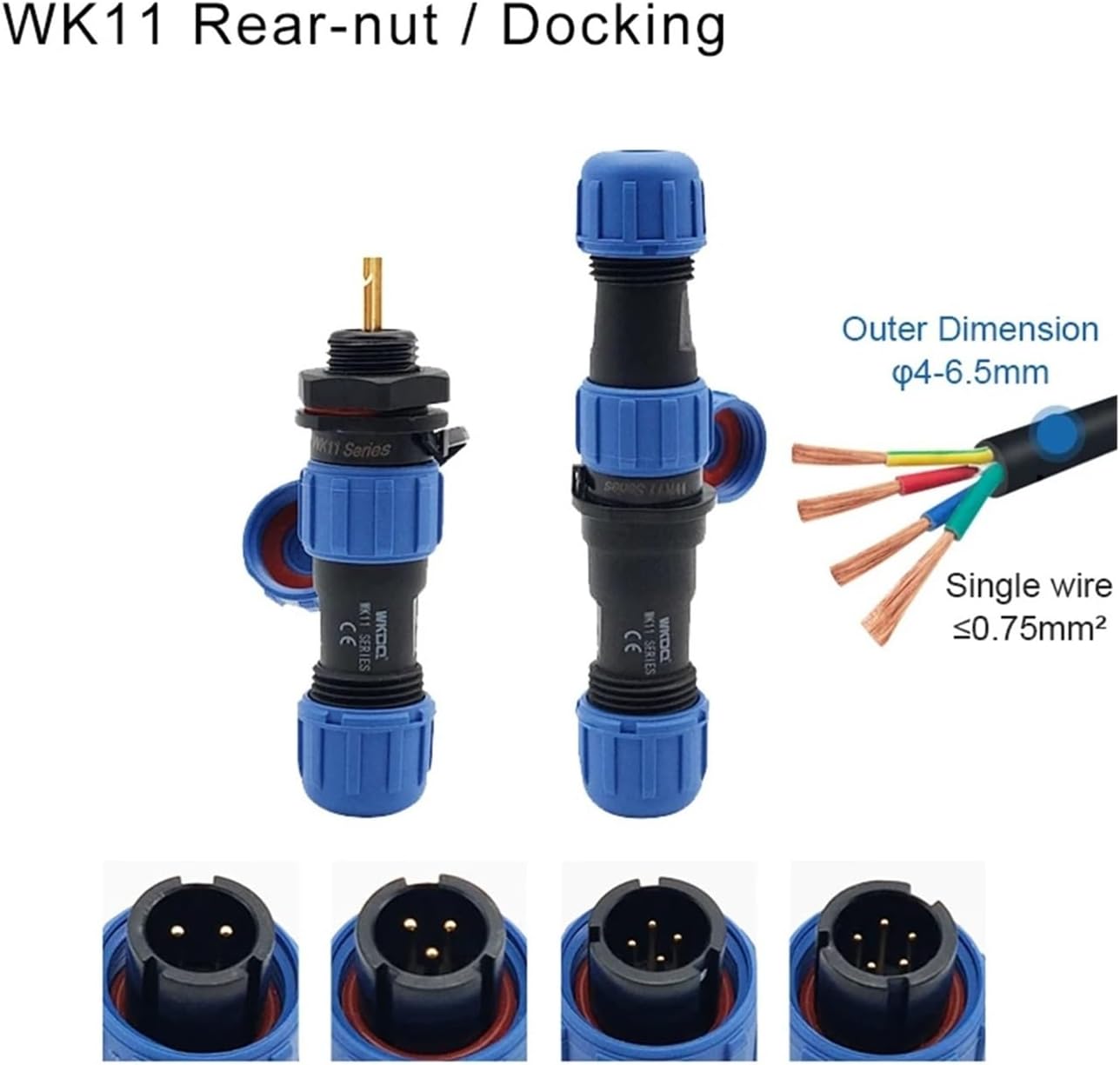 Connector SP11 male and female socket rear nut docking panel 2/3/4/5 pin(WK11CP3X-WK11PS3X)