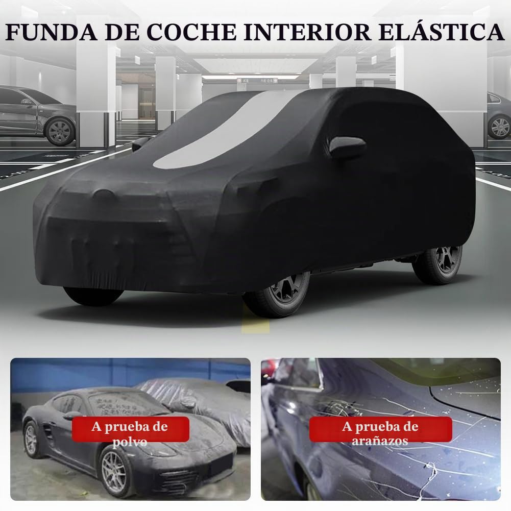 WinPower Interior Cubierta de Coche Completa 4.76-5.10M SUV Transpirable Estirable Elasticidad Protección Antipolvo Antiarañazos para Garaje Exposición de Coches, 1 Pieza
