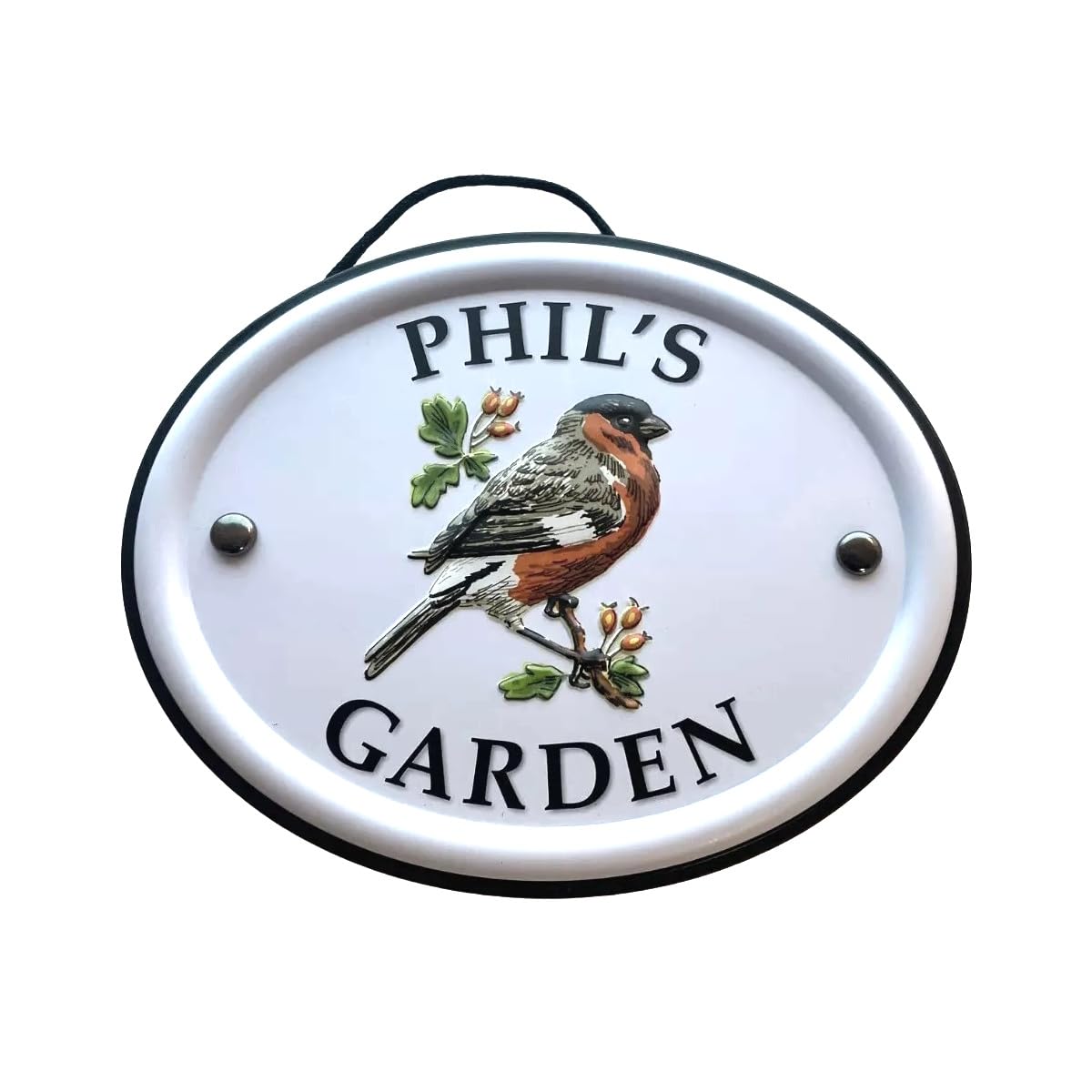 Personalised Garden Sign Hanging Outdoor Tin Plaque Embossed Metal Wall Signs "Phil's Garden"