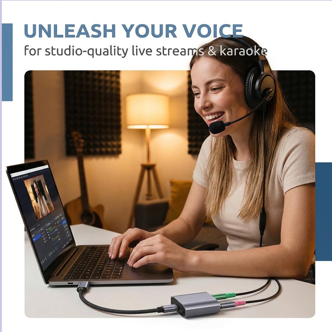 Scheda Audio Esterna USB C, Adattatore Audio Tipo C a Jack 3,5mm Hi-Fi 24-bit/96kHz, Convertitore Audio con Ingresso Microfono e Uscita Cuffie, Plug & Play per PC, Laptop, perPS5PS4Xbox