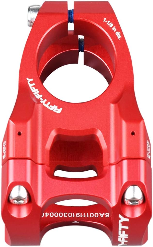 FIFTY-FIFTY Aluminum Alloy Mountain Bike Stem for 1-1/8 Steer Tube 31.8mm Handlebar, Headset Top Cap with Titanium Bolt for All Mountain, MTB, Downhill, Freeride
