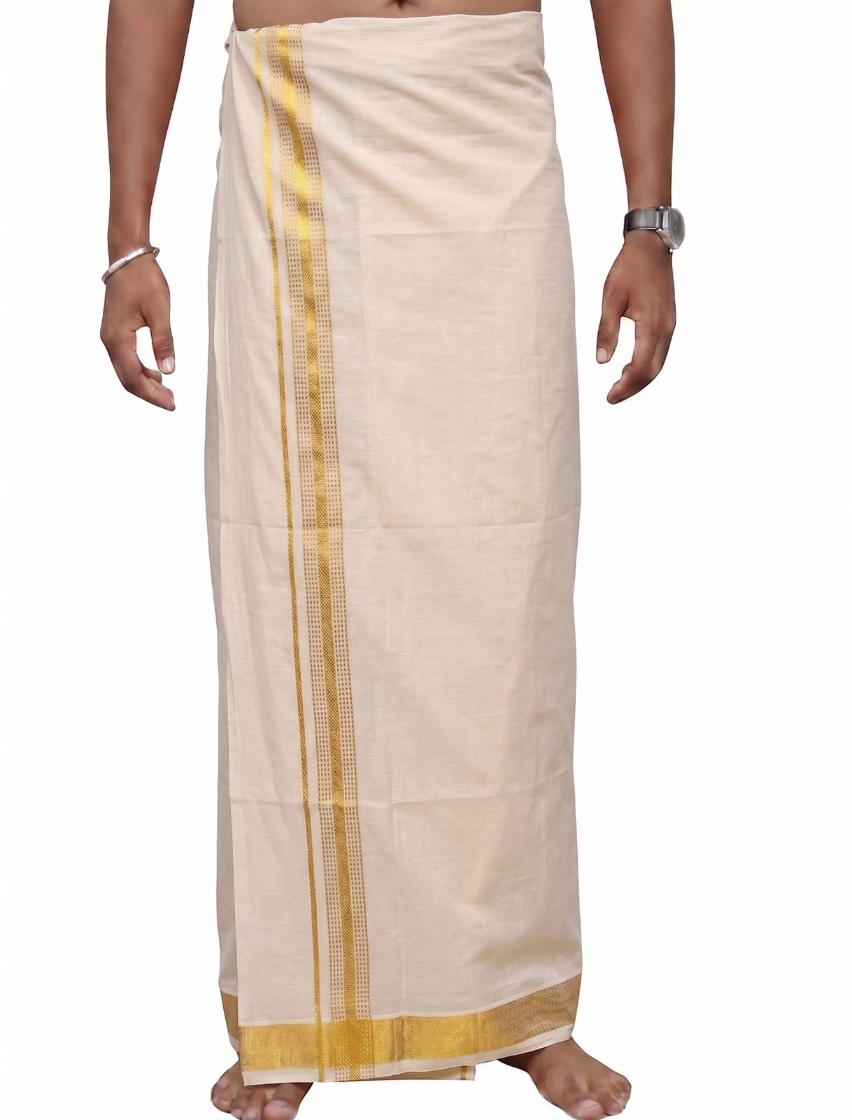 Tissue Cotton Men's Single Dhoti for Wedding and Festive Occasions - Set 1-picture-22