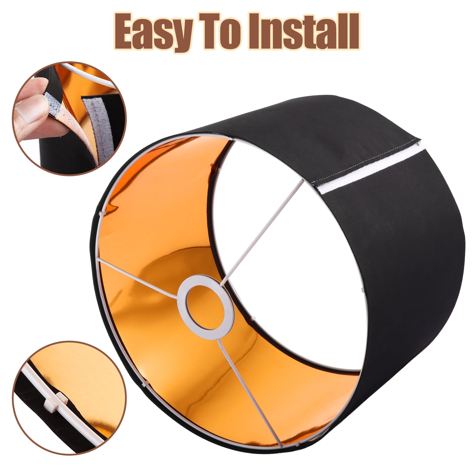 LDXDRU 2 Pack Black Fabric Drum Light Shade, 30 x 20cm Pendant Lampshade - Image 4