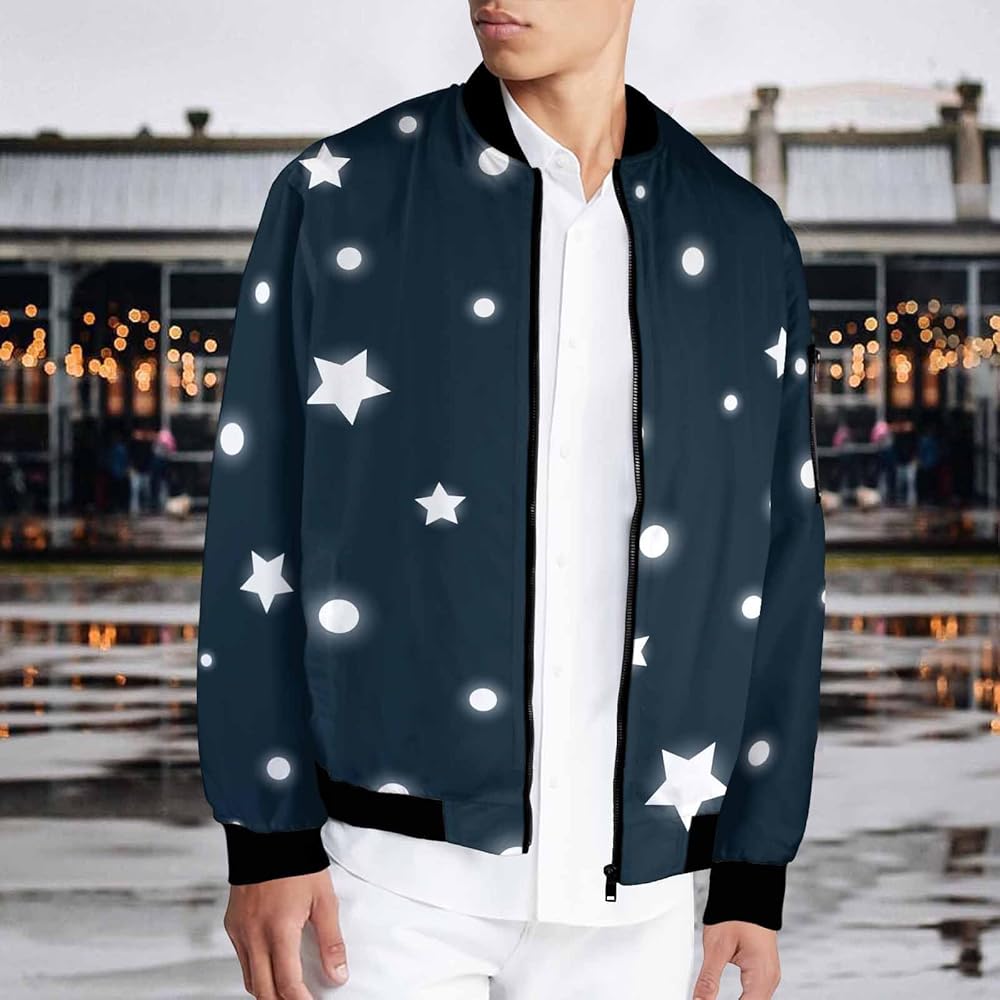 Amazon.com: TOBTCUSDEE Men Jacket Starry Sky Varsity Bomber