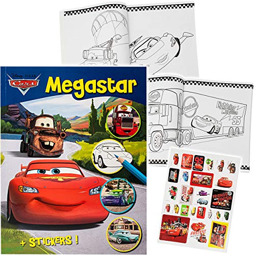 128 Seiten großes XXL Malbuch - A4 - Disney Cars - Auto - Lightning McQueen - mit vielen Sticker & Aufkleber - Dickes…