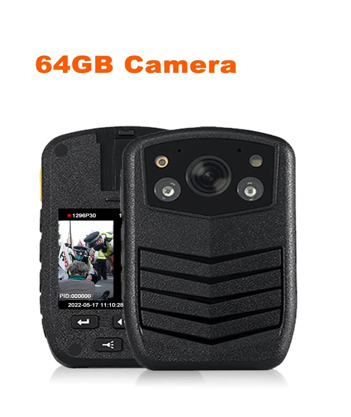 Camara Corporal, A6 Gran Angular Telecamera Guard DVR montado Mini grabación de vídeo vigilancia de Seguridad cámara portátil del Cuerpo de la policía(64GB)