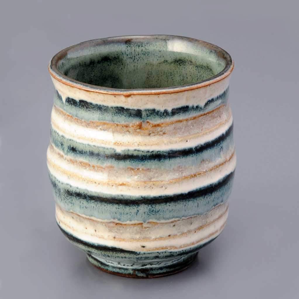 Amazon | ゆのみ 湯のみ 湯飲み/ボーダー たっぷり湯呑/陶器