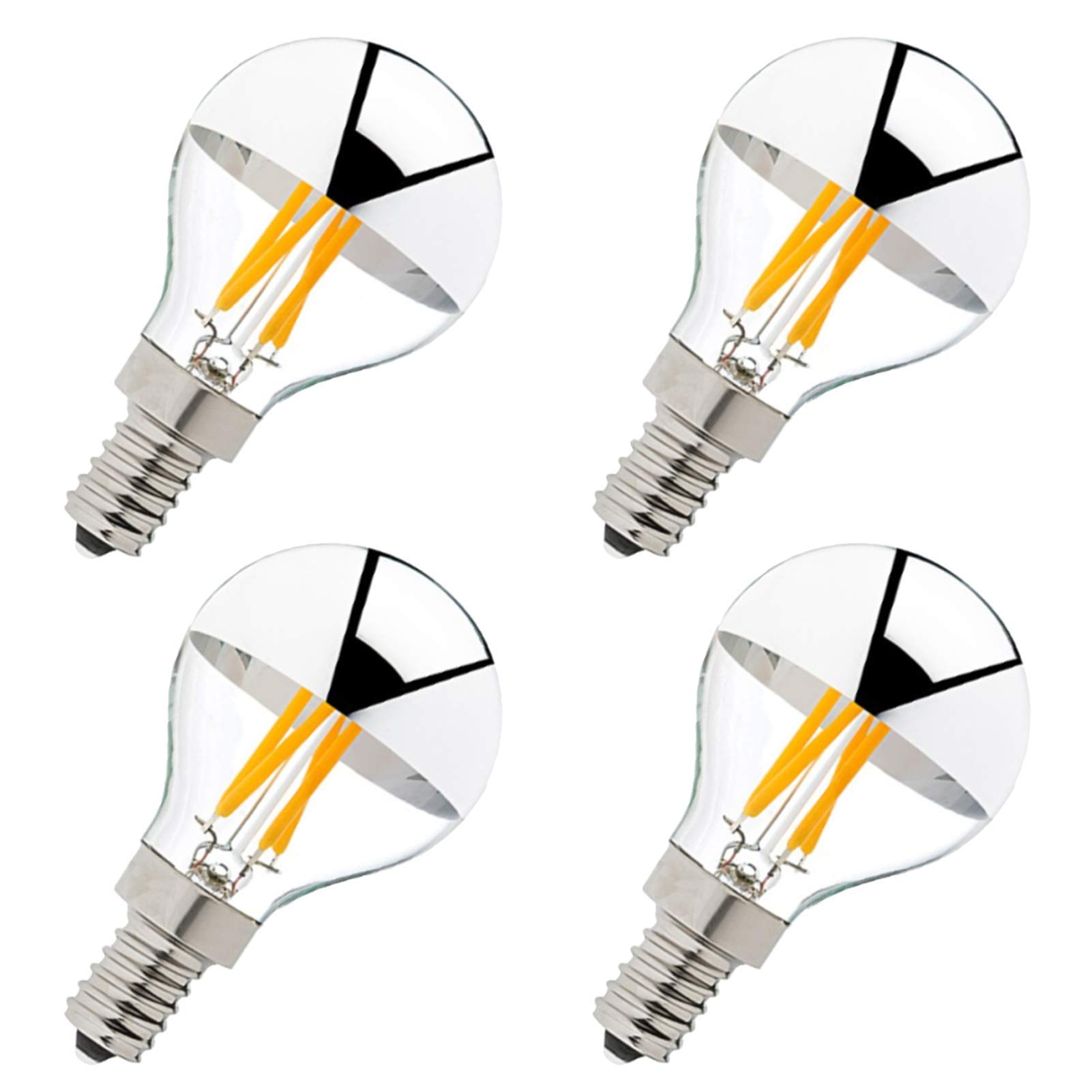 Lampe semi-chrome 4 W G45 à intensité variable, blanc chaud 00 K équivalent 40 W, ampoule rétro à filament LED 400 lm, avec miroir argenté, utilisée dans les restaurants d'intérieur, 4 paquets, arge