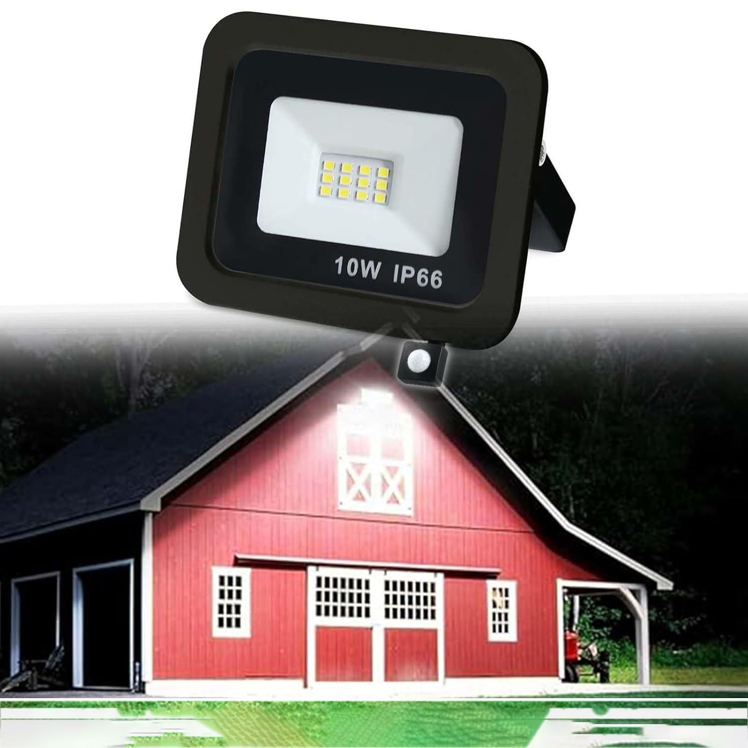 HBBursts LED Security Light Outdoor With PIR Sensor, LED Parking Lot Light, 6500K IP66Waterproof, Super Bright Flood Light, For Garage,Yard,Entryway Light(10w,1pack)