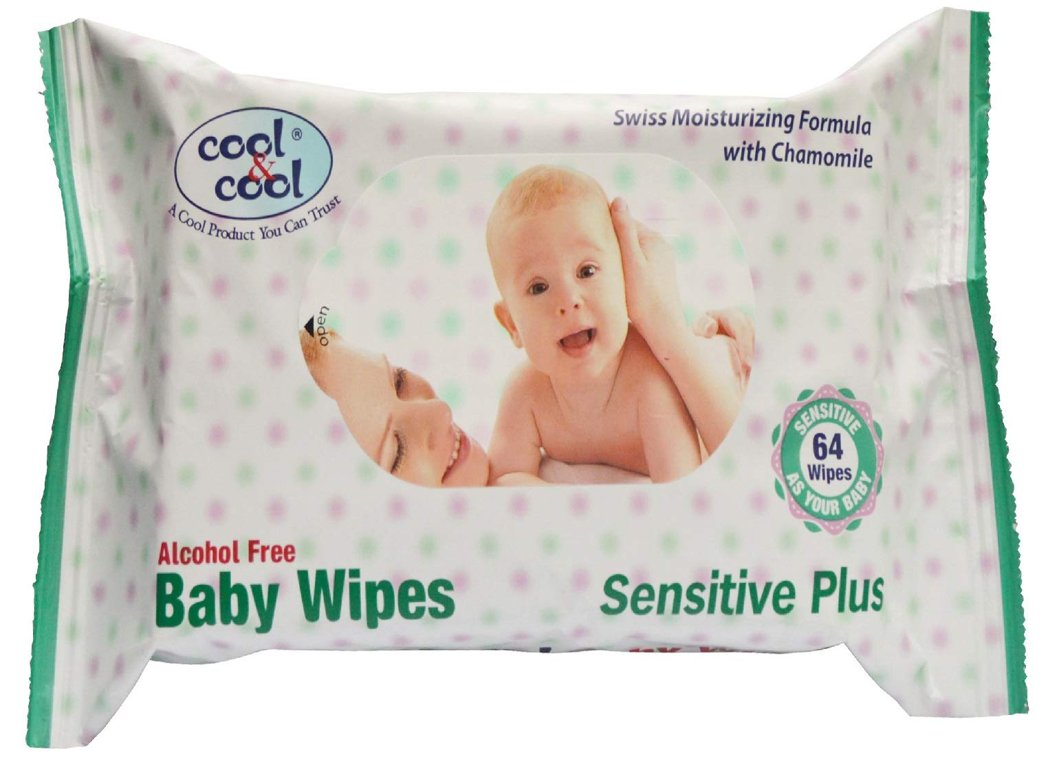 Cool & CoolAqua Wipes 64's - 99% AQUA, 0% Alcohol, Ultra Sensitive, Fragrance-Free, Natural Ingredients