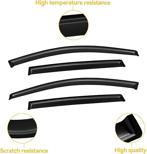 Miniatura 352 de Visera de ventana para Toyota 4Runner 2010-2024, protectores de lluvia de canal exterior, deflector de ventilación, sombra de viento, humo oscuro