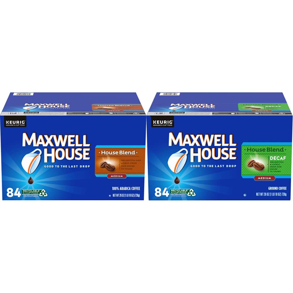 Maxwell House House Blend and Decaf House Blend Medium Roast K-Cup Coffee Pods (84 ct Box)