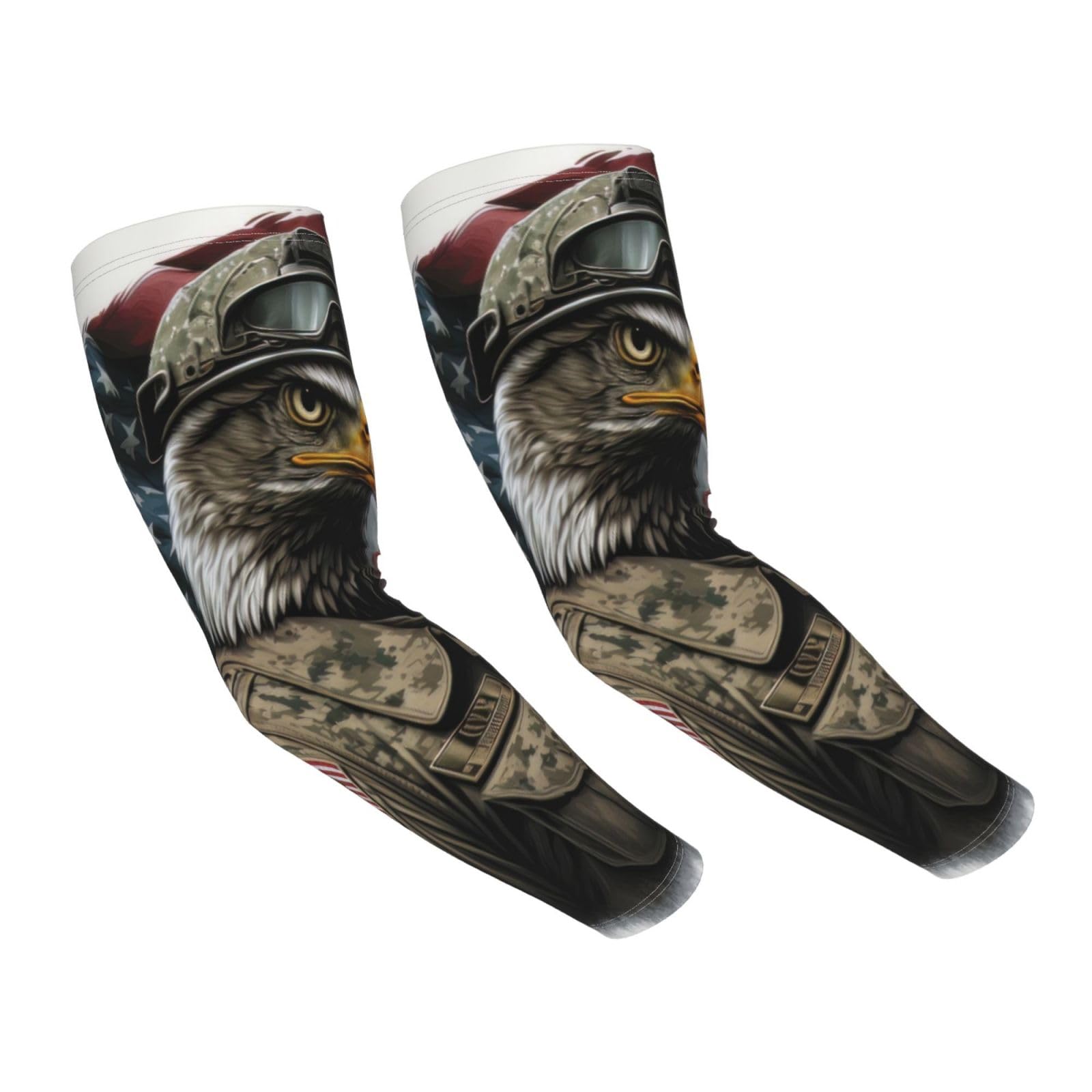 FYCFSLMY American Flag and Eagle Arm Sleeves for Men & Women, Sports Compression Cooling Sleeve for Basketball Running