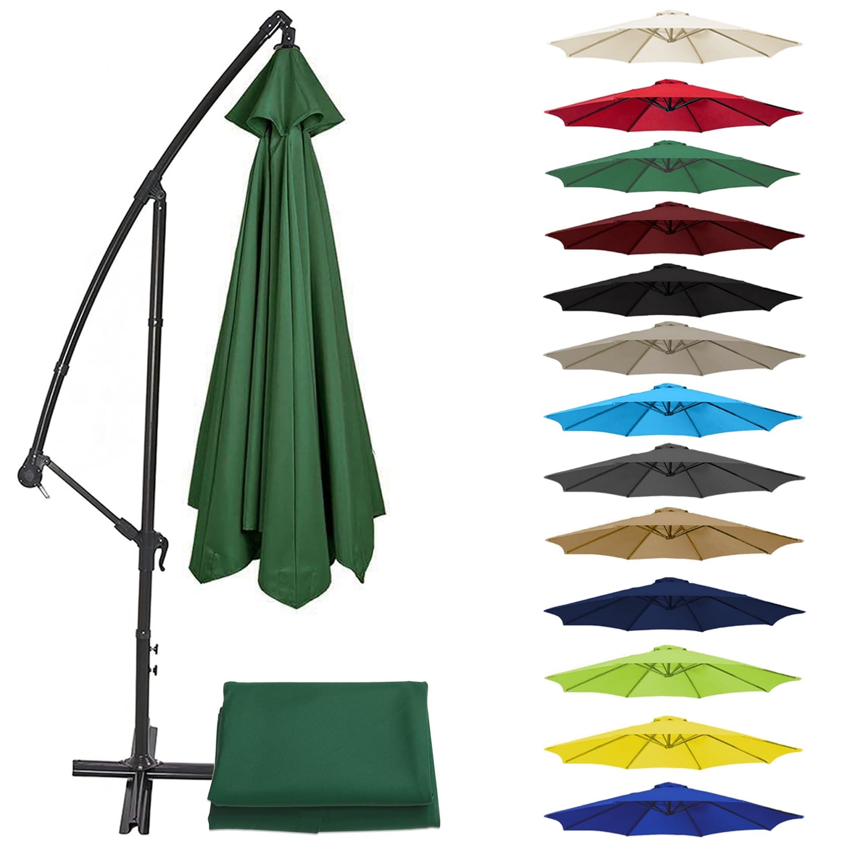 Canopy - Sun Umbrella Replacement Cloth For Outdoor Patio Table Umbrella Replacement Cover, Cantilever Parasol Top Fabric Cover Sunshade Cloth, UV 50+ Garden Parasol Replacement Canopy(Green,350CM(11.