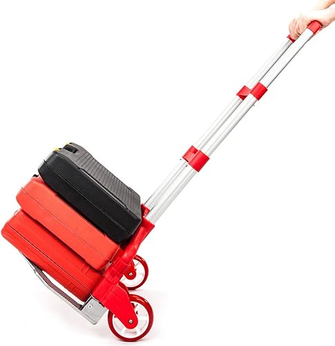 Miniatura 4 de Carros plegables de 165 libras para equipaje de mano, carrito de aluminio con mango telescópico, incluye cuerda extensible y gancho para personal,