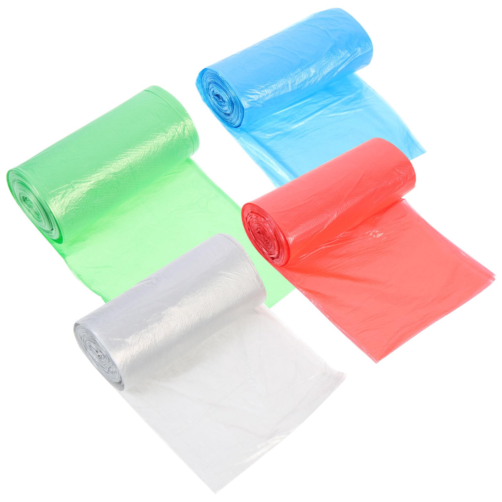 FRCOLOR Biodegradable Trash Clean Bags 30Pcs Thick Kitchen Garbage Bags 4-Color Roll Set Red Green Blue Gray for Wet and Dry Waste Separation Household Use