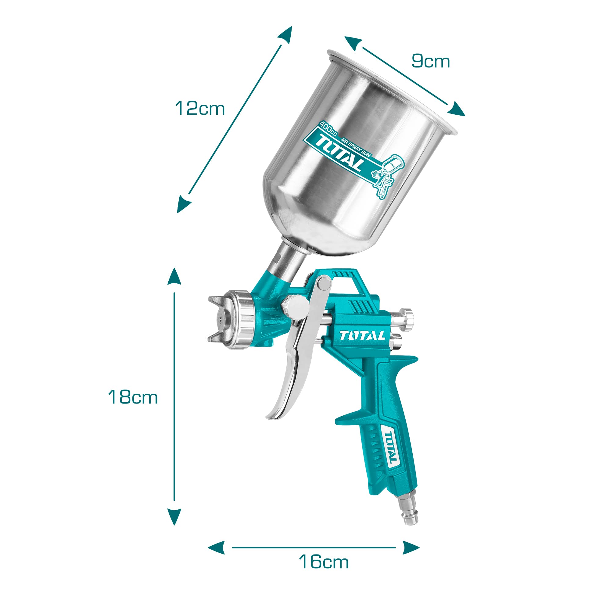 Total TAT10401 Air Spray Gun With High Performance - Teal White