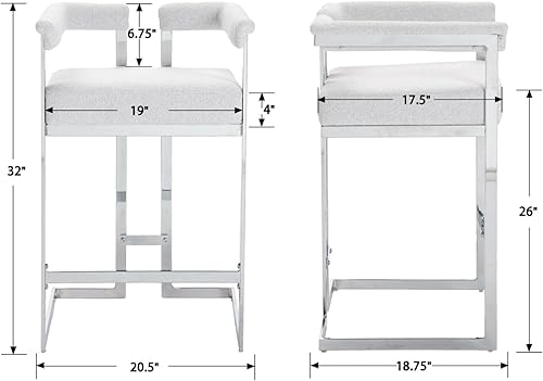 Miniatura 2 de Ya-Home Juego de 2 taburetes de bar modernos de 26 pulgadas de altura de mostrador, sillas de bar tapizadas de tela de lino, taburetes de cocina con