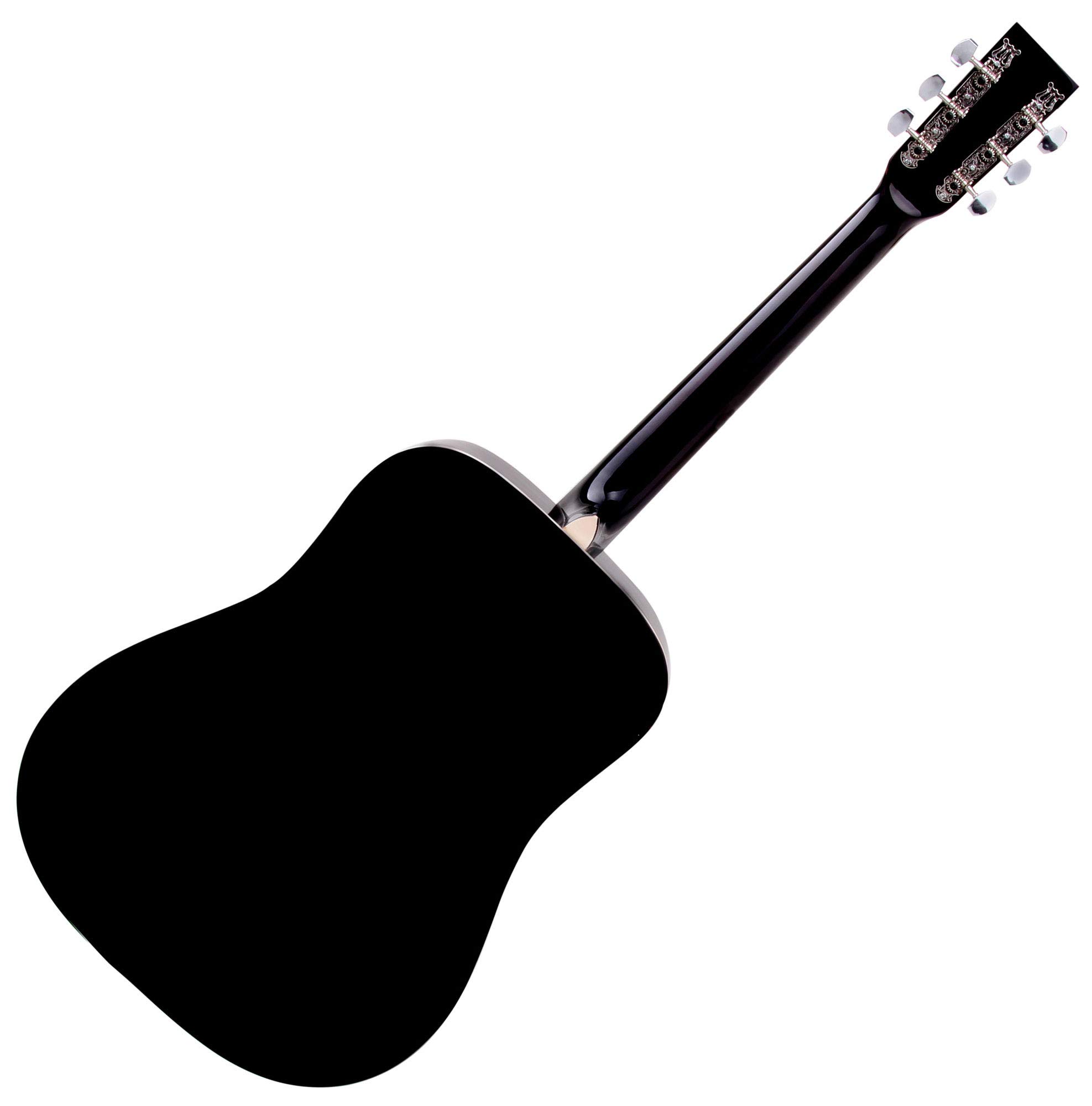 Classic Cantabile WS-10BK-LE Guitare Western Gaucher Starter-Set Dreadnought 6 cordes, 20 frettes, accessoires, housse, cahier de partitions, cordes, médiators, noir.