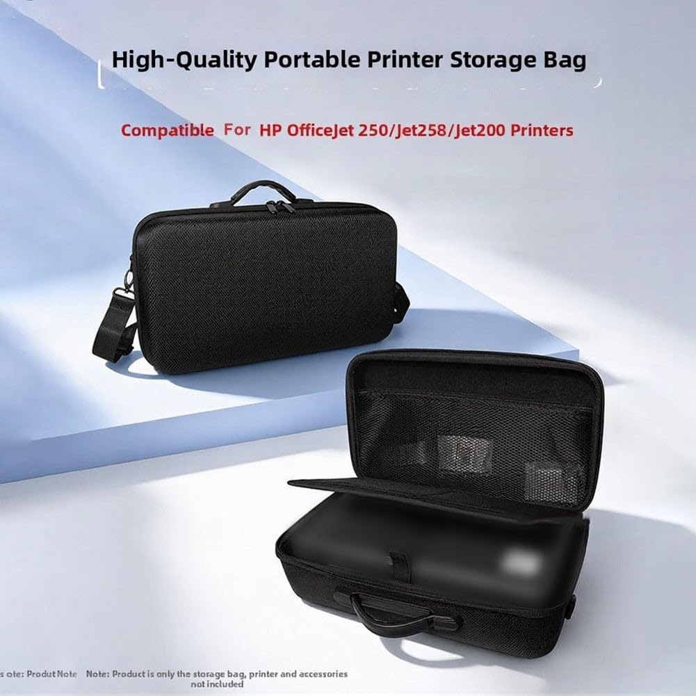 Estuche de almacenamiento duro de EVA para impresoras HP Officejet, 43 x 25 x 18 cm, bolsa de transporte a prueba de golpes con asa, caja de viaje protectora negra