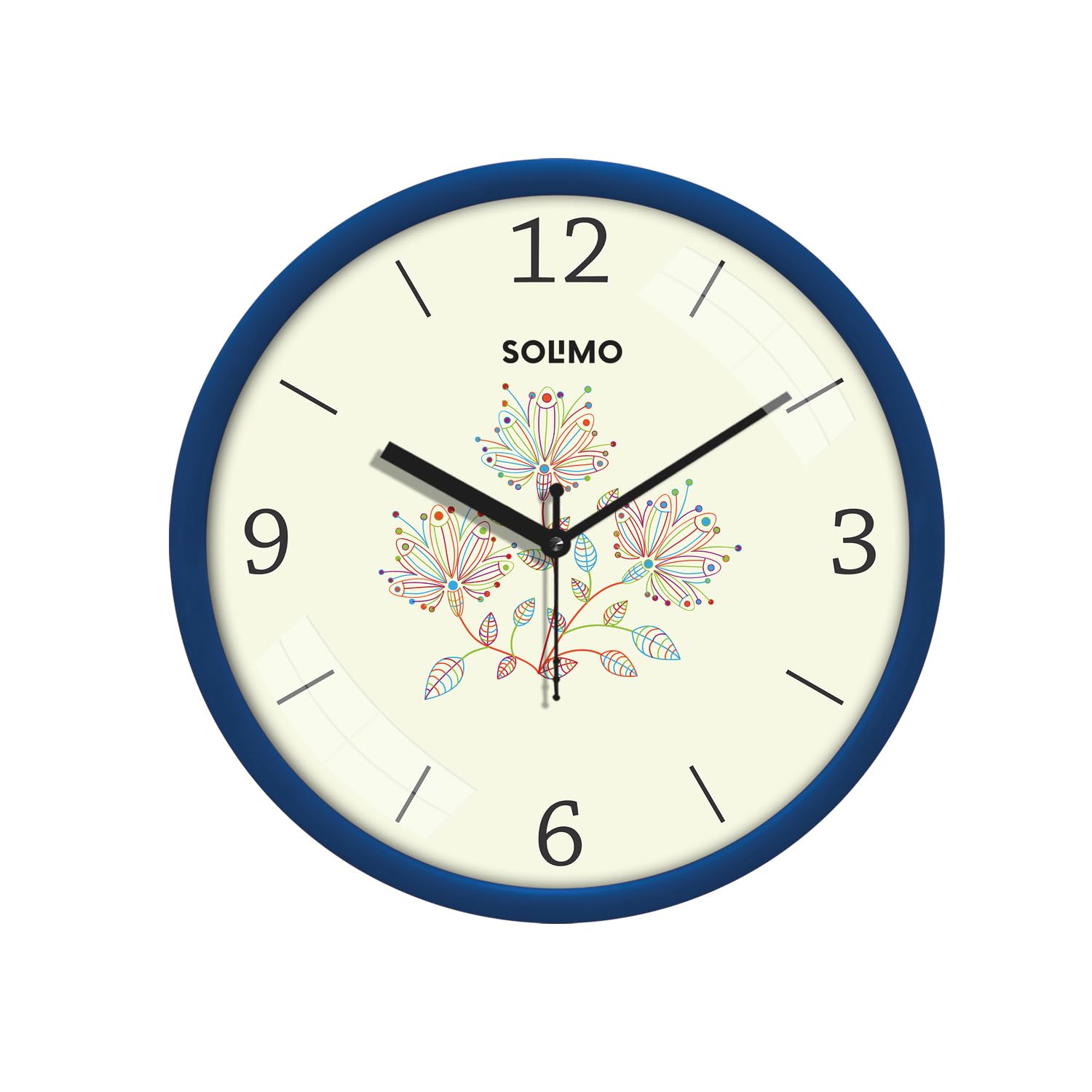 Amazon Brand - Solimo Plastic 11-Inch Classic & Modern and Stylish Flower Print Silent Movement Analog Wall Clock - White (‎SC-2165)