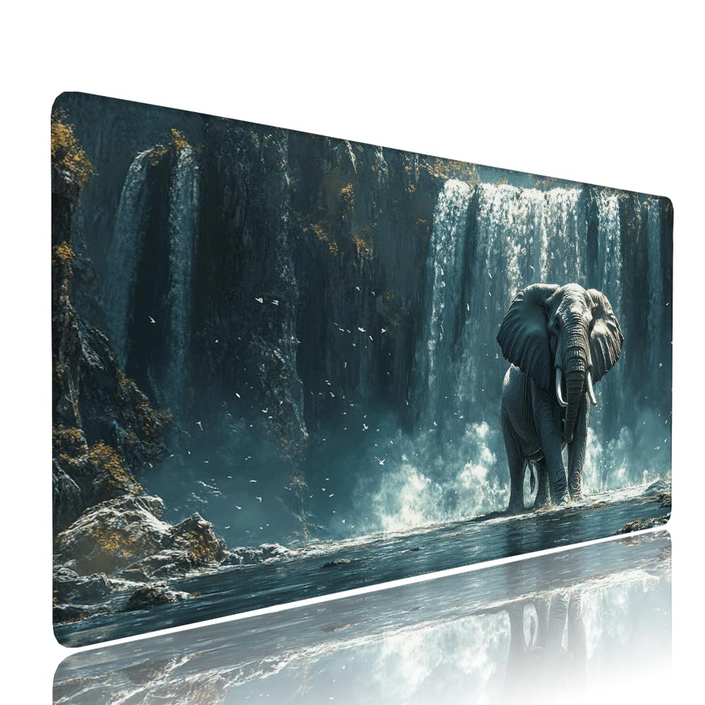 Tappetino Mouse Gaming xxl Accessori Scrivania Ufficio Grigio Elefante Grande Tappetino Mouse e Tastiera Sottomano da Scrivania 1200x600x3mm Base Antiscivolo, per PC Gamer Laptop Studio Casa d-650