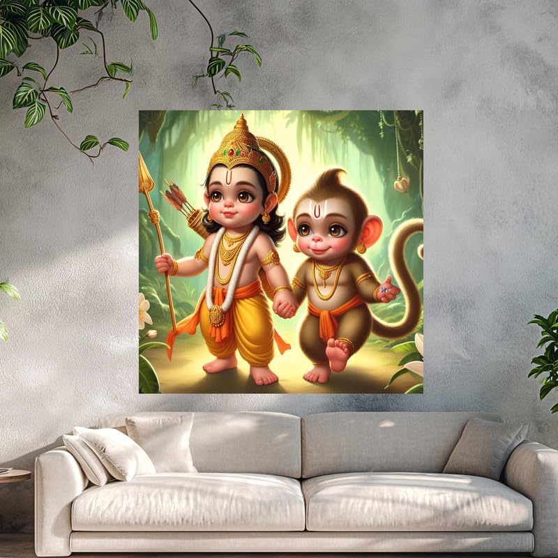 Image of British Terminal Cute little Bal Gopal Baby God Krishna| Kanha Ji | Laddu Lord Makhan Chor Painting Religious Poster for Pregnant Women for wall (matt thin vinyl,sticker,multicolor,unframed)| bj446