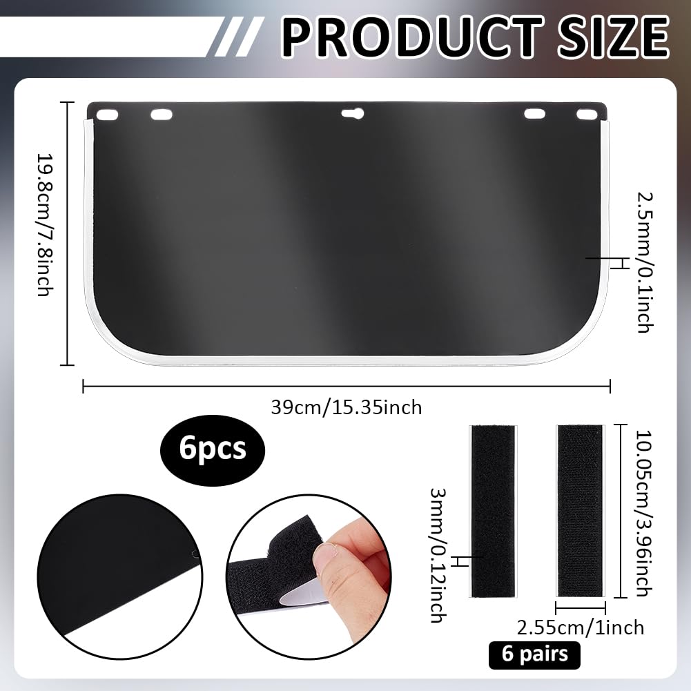 PH PandaHall 6pcs Lentille Rechange pour Écran Facial 39x19.8cm Visiere de Protection DIY Protective Visor Compatible avec Hobart 770580 pour Meulage Soudage Forgeage Découpe Cosplay, Noir