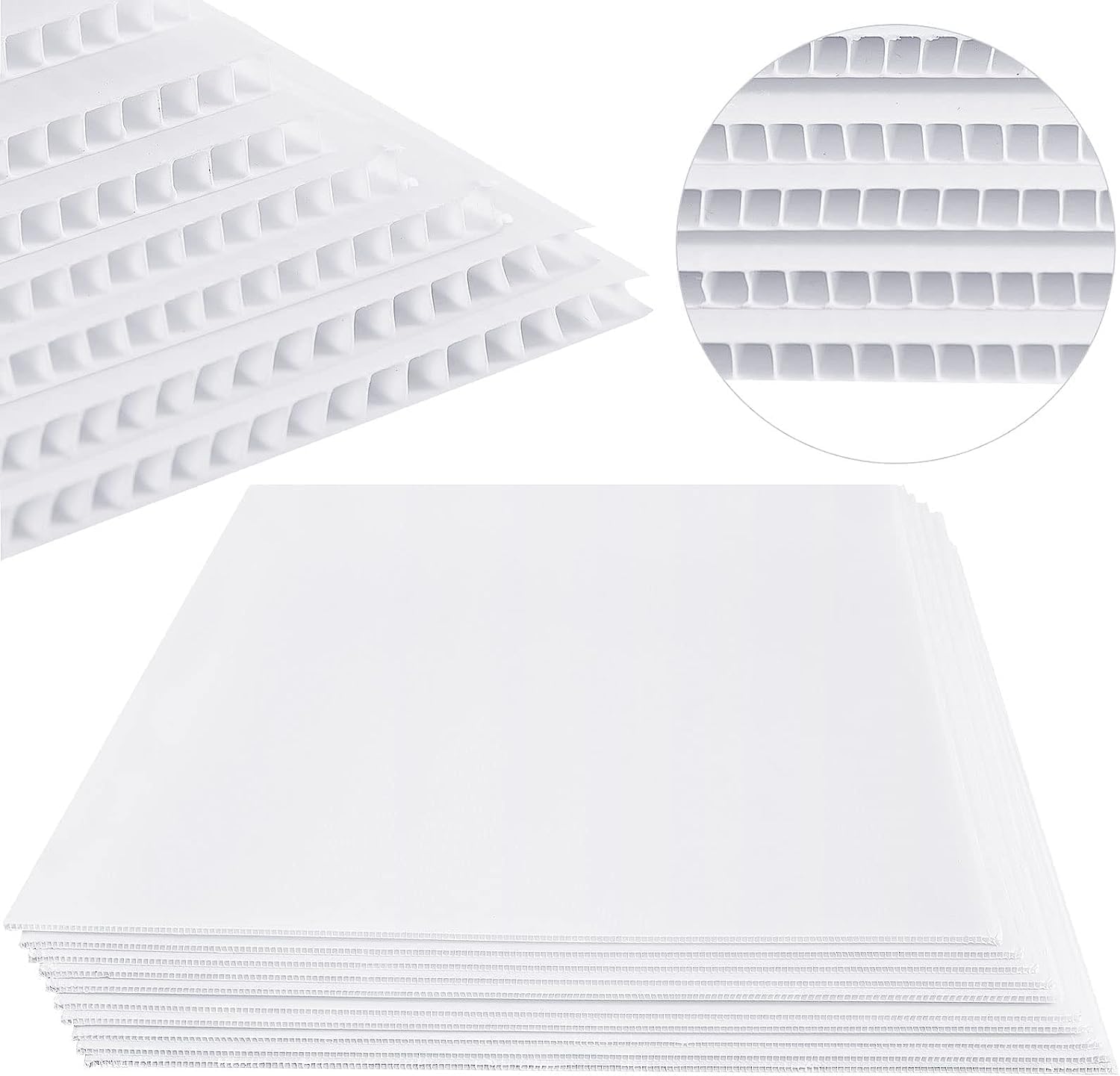 5 Pieces Corrugated Plastic Sheet 5mm Thick Corrugated Poster Board Blank Plastic Board Sheets Corrugated White Cardboard Corrugated Plastic Sign Board, Art & Craft (Rectangle 44 * 39 cms)
