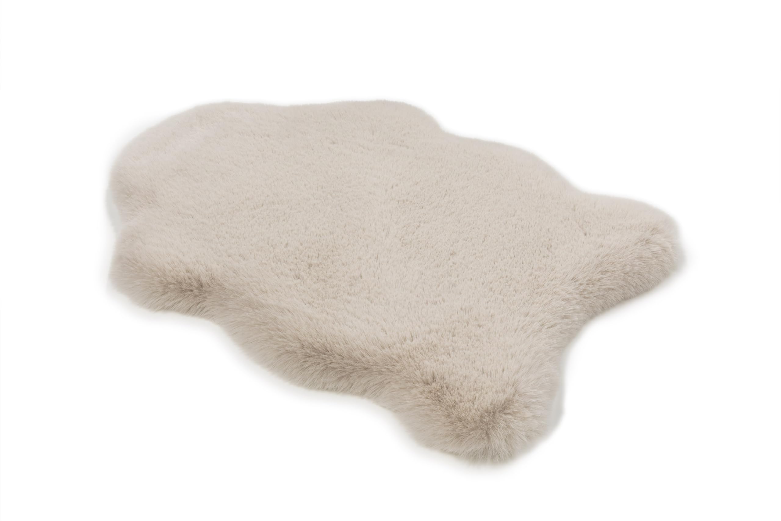 Schöner Wohnen Kollektion Hochwertiger Kunstfell Teppich flauschig - Teppich Wohnzimmer - Hochflorteppich Lammfell Schaffell - Dekofell Shape Beige 55 x 80 cm