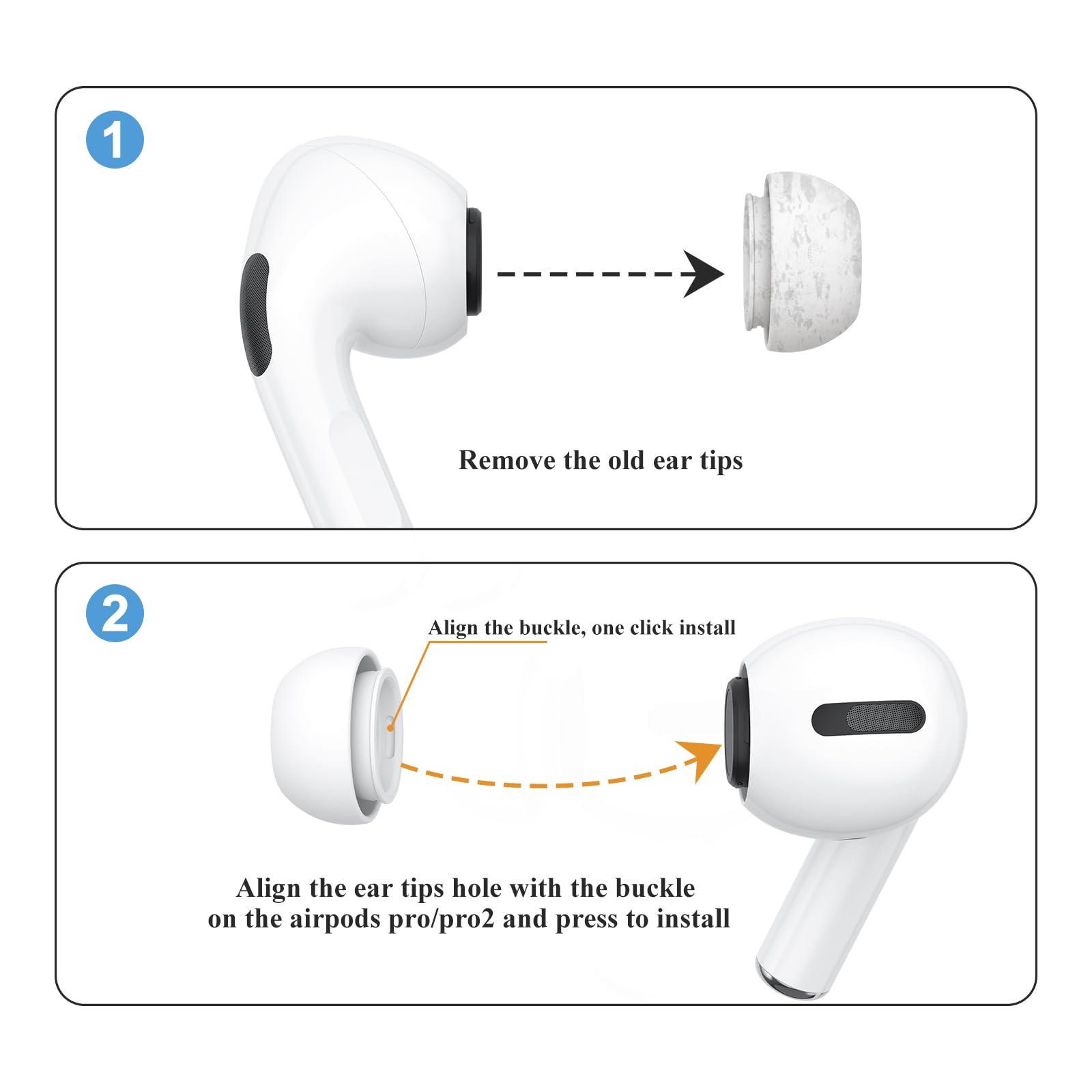 Embouts D'oreille De Rechange Et Crochets Pour écouteurs Avec Trou De Réduction Du Bruit Compatibles Avec Airpods Pro Et Airpods Pro 2ème Génération Avec Kit De Nettoyage Multifonction