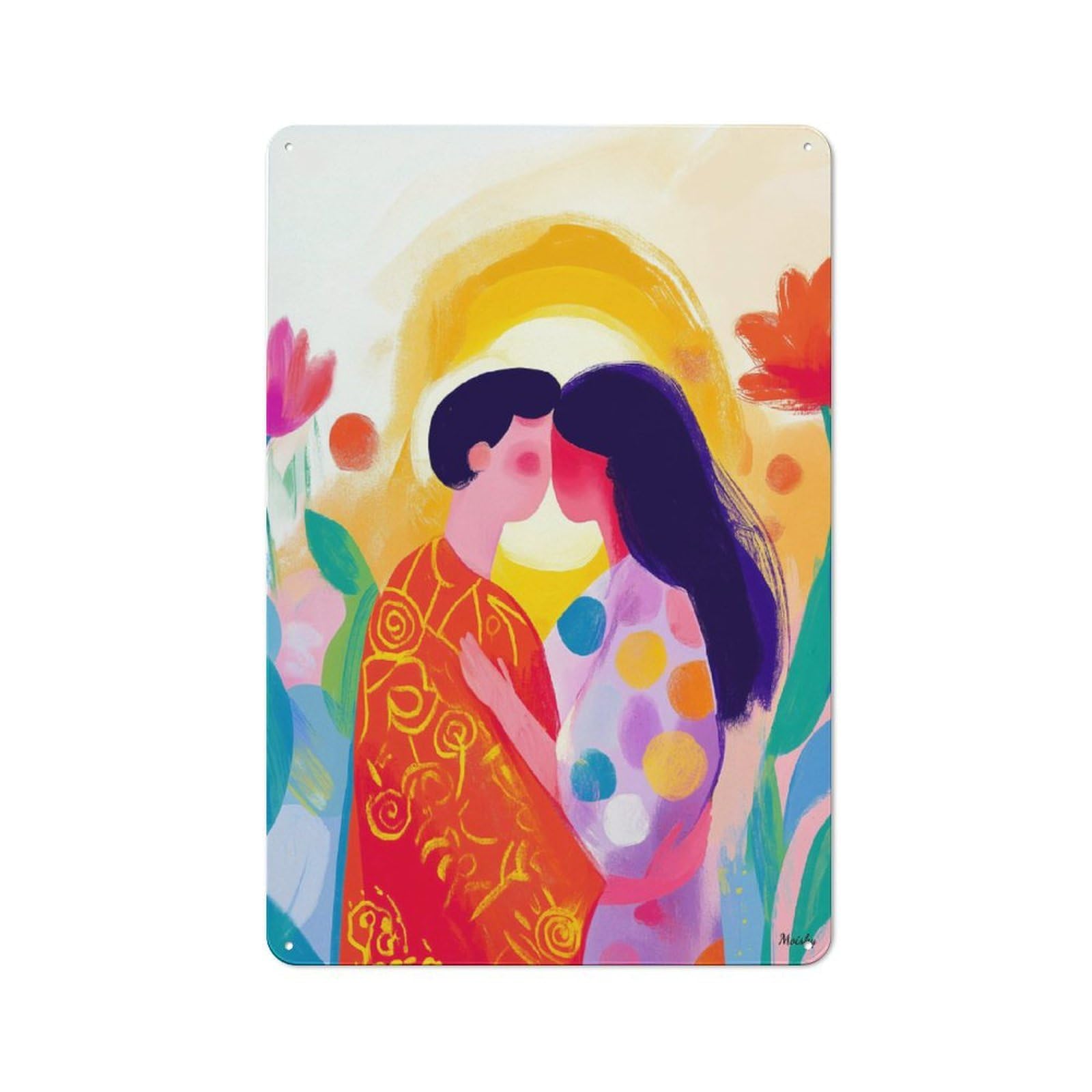 Junmoney Vivid Fauvist Vision Of The Kiss Rustic Tin Sign 30X20cm, Shed Style Utility Space Decor For Patio Bar, Workshop, Shed Or Kitchen