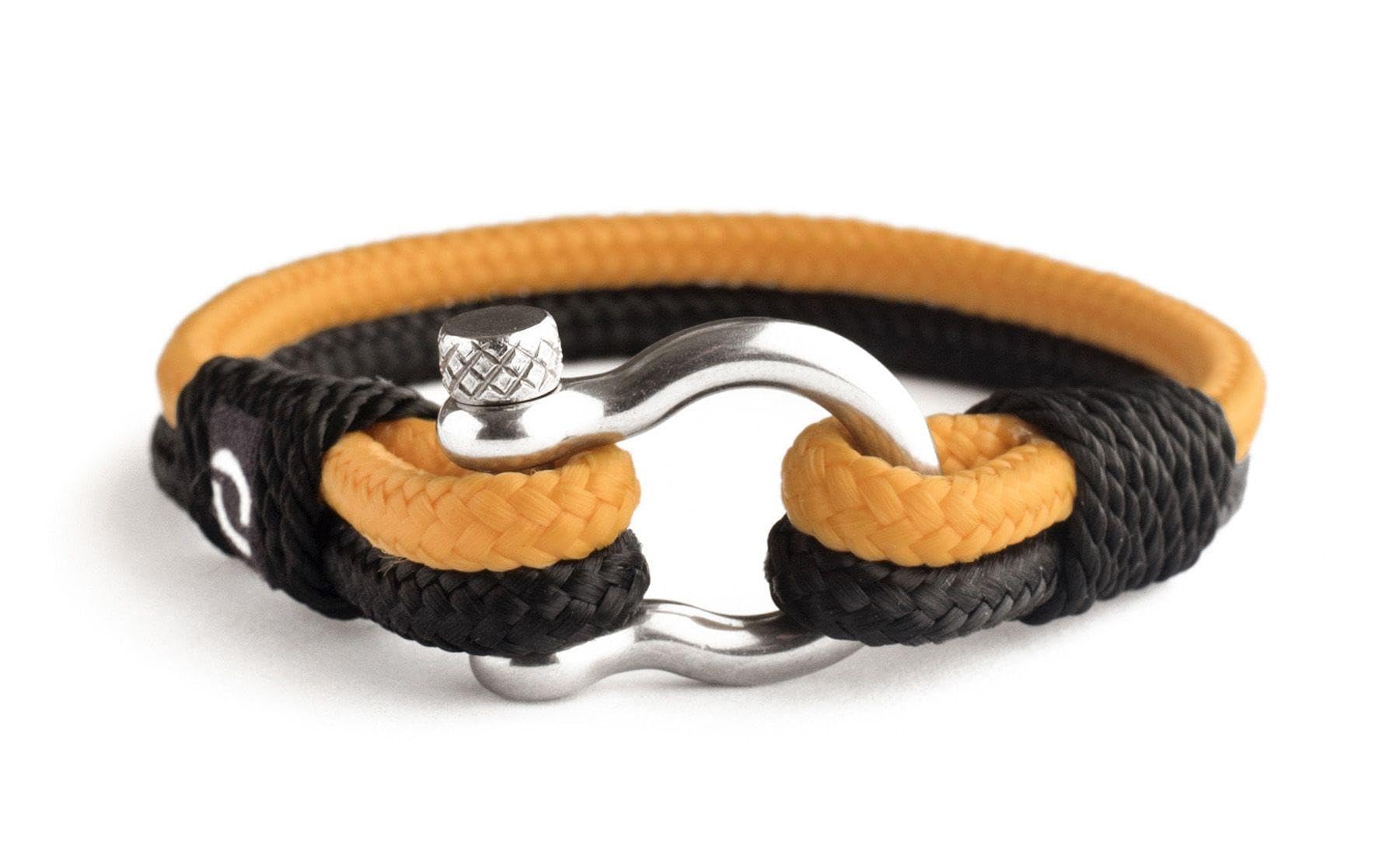 mens rope bracelet - stainless steel silver shackle, extremely durable and scratch resistant waterproof paracord, handmade, nautical wristband for men 12-7.5