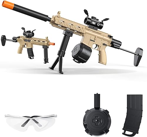 Blaster automático, lanzador eléctrico con gafas, juegos de disparos, 18+, amarillo