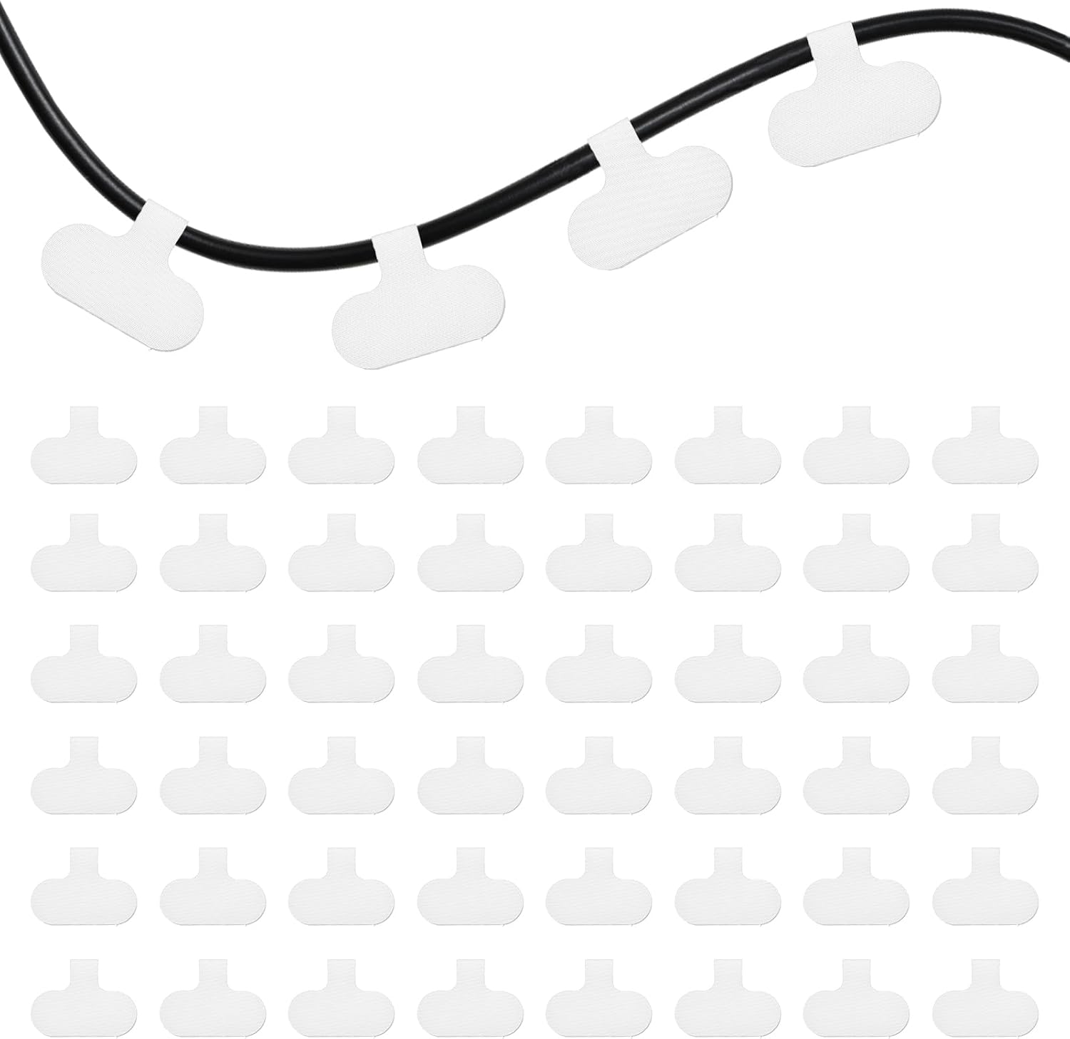 PATIKIL 48Pcs Cable Labels Tags, 2.4" Write on Wire Tags Cord Labels Hook Loop Oval Cable Ties for Electronics Organize Wire Classify Identification Management, White