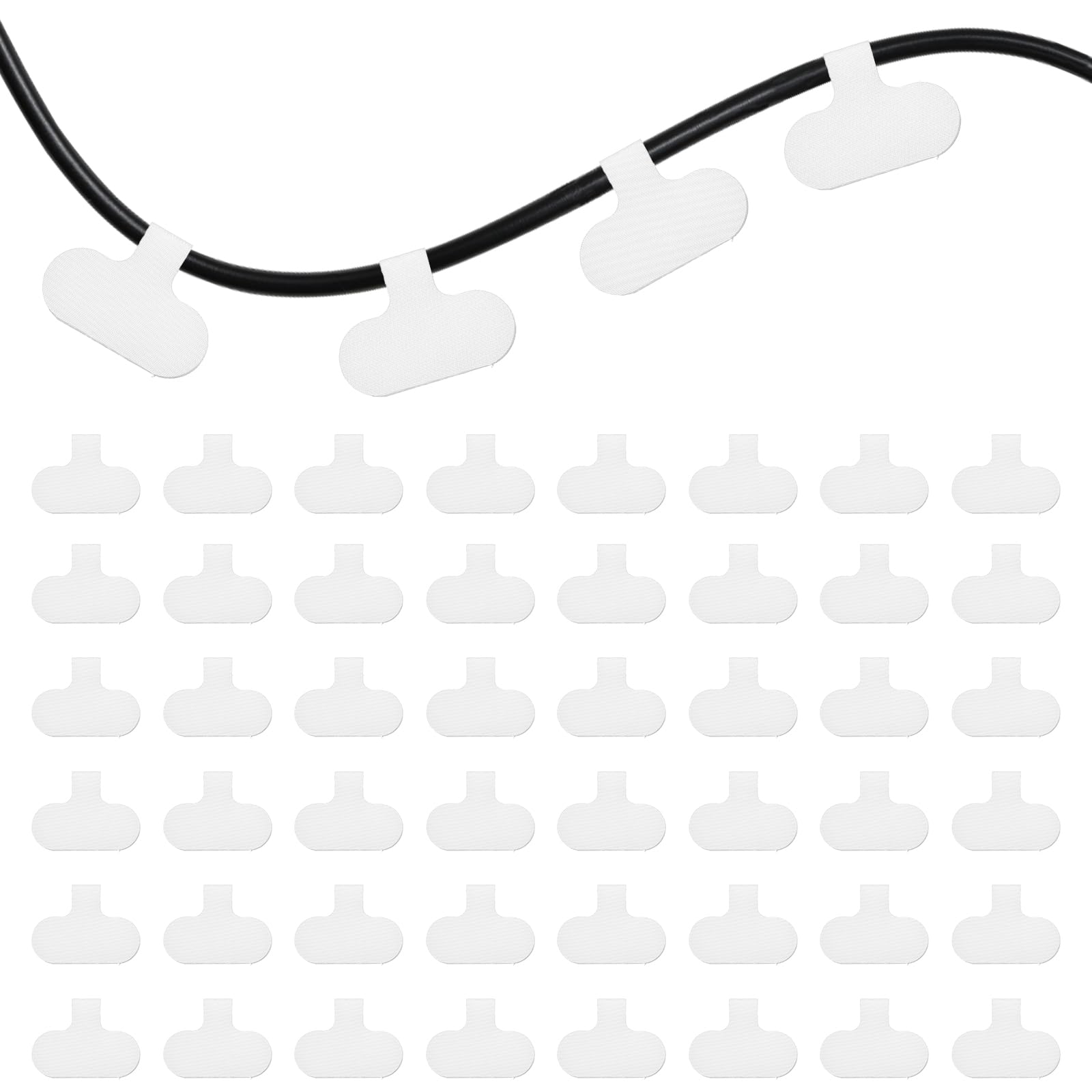 PATIKIL 48Pcs Cable Labels Tags, Reusable 60MM Write on Wire Tags Cord Labels Hook Loop Oval Cable Ties for Electronics Organize Wire Classify Identification Management, White