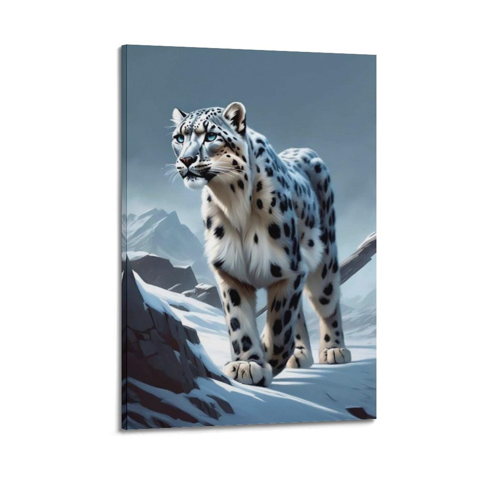Wsls Frame-Style Wildlife Artwork Poster Snow Leopard Decorative Canvas Wall & Art Poster Painting 24X36inch(60X90cm)