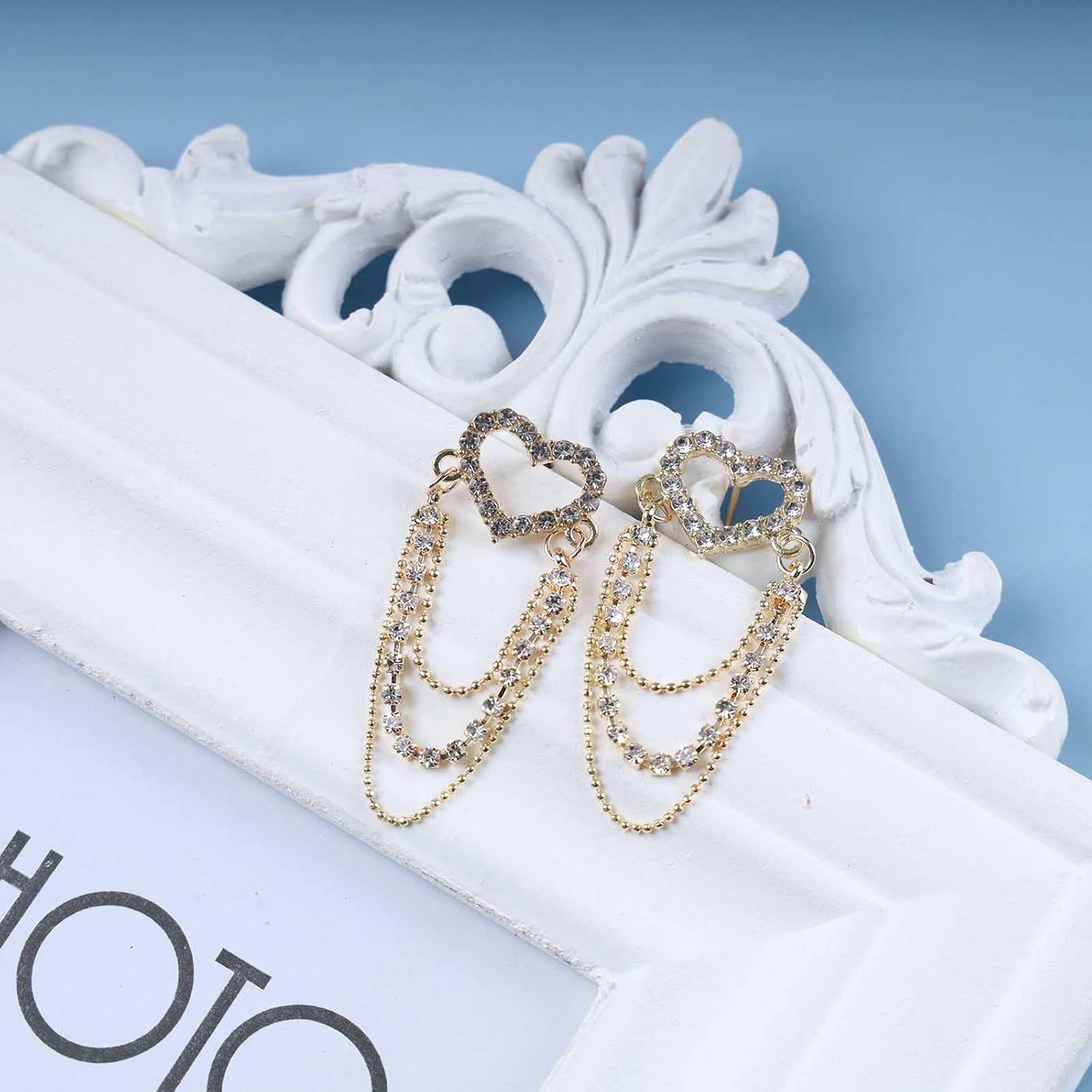 Andelaisi Boho Crystal Heart Earrings Vintage Cz Chain Tassel Earrings Heart Tassel Chain Earring Bling CZ Tennis Tassels Earring Jewelry for Women - Image 8