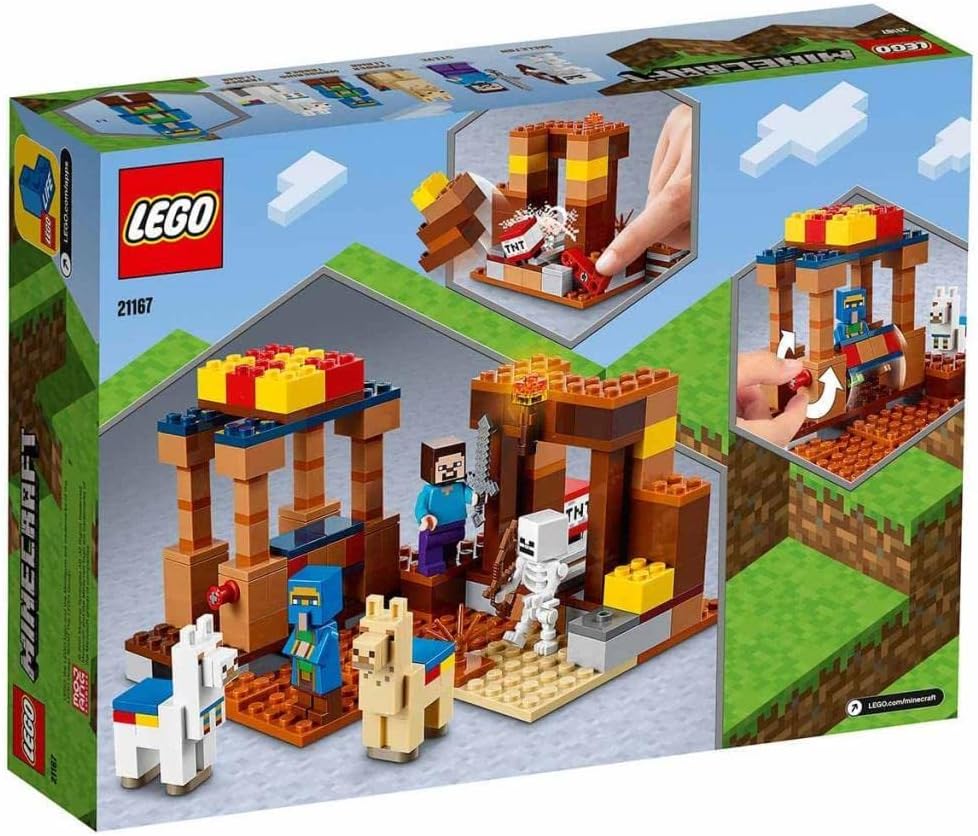 LEGO 21167 Minecraft The Trading Post Building Toy for Boys and Girls Age 8 +, Set with Steve, Skeleton and Llamas Figures
