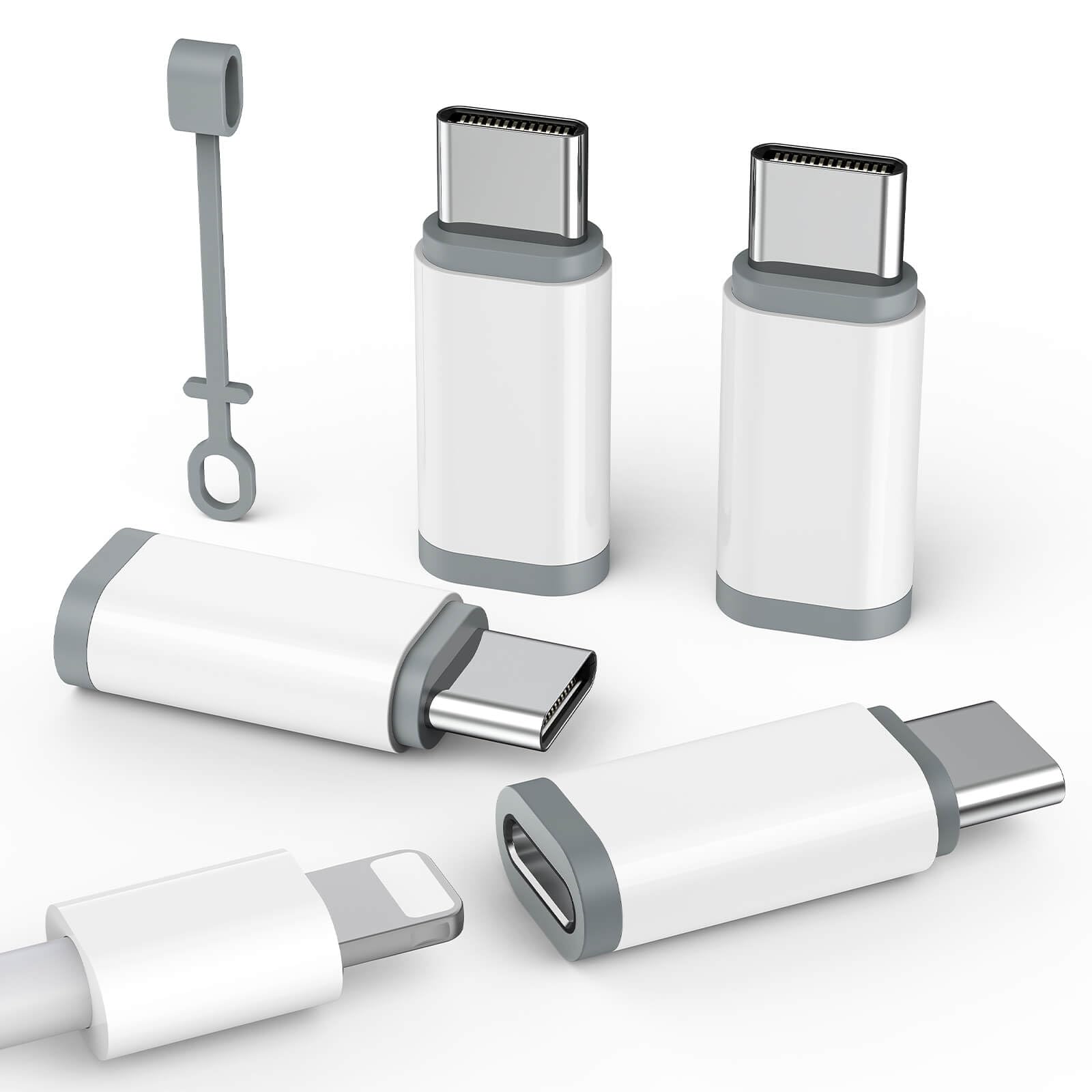 4-Pack Lightning to USB C Adapter, Fast Charging & Data Sync Converter for iPhone 15 16 17 Series, iPad Pro, Samsung S25, More USB-C Devices -（Not for
