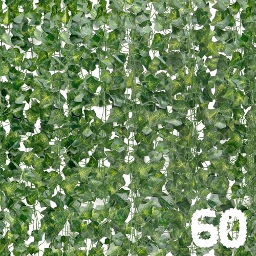 DazSpirit 60 Pièces Lière Artificiel, Lierre Artificiel Guirlande, 126m Exterieur Faux Lierre, Liane Artificielle, Guirlande Vigne Décoration pour Mariage,...