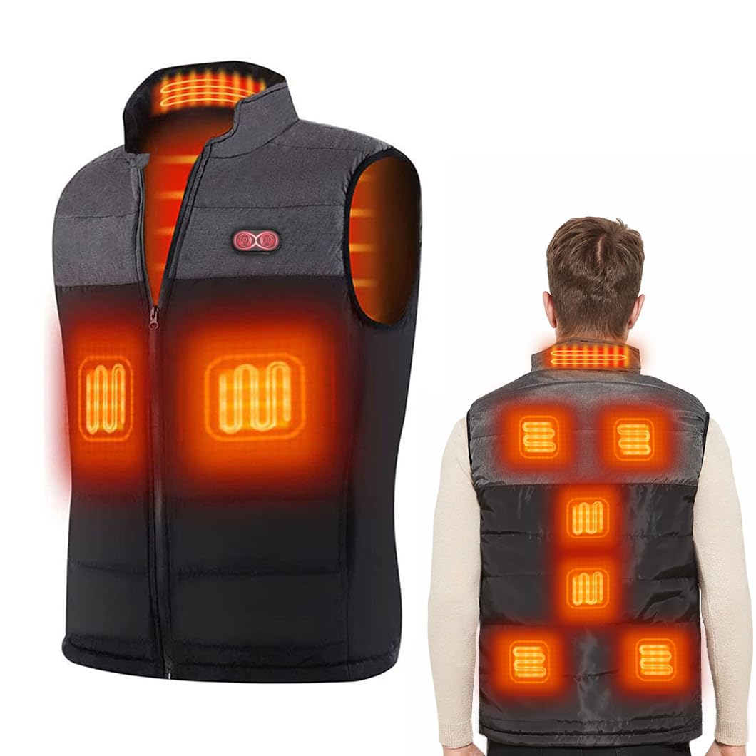 vapesoonHeated Vest Heating Jacket with 3 Adjustable Temperature Electric USB Rechargeable Winter Thermal Vest Warm for Outdoor Camping Riding Hiking (Battery Pack Not Included)