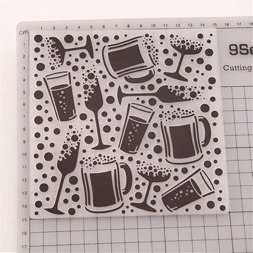 Miniatura 2 de arriettycraft Botella de vino Fondo de cerveza Carpetas de grabación en relieve de plástico para hacer tarjetas, diario, álbumes de recortes o