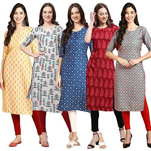 Image of Pinkmint Women's Crepe Digital Print Straight Kurta (D-353-345-369-360-370)