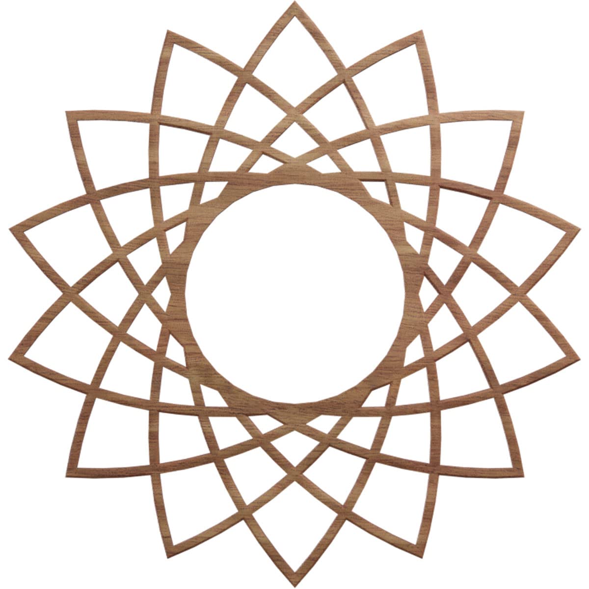 Ekena Millwork 20"OD x 7 3/4"ID x 1/4"T Eleanor Wood Fretwork Pierced Ceiling Medallion, Walnut