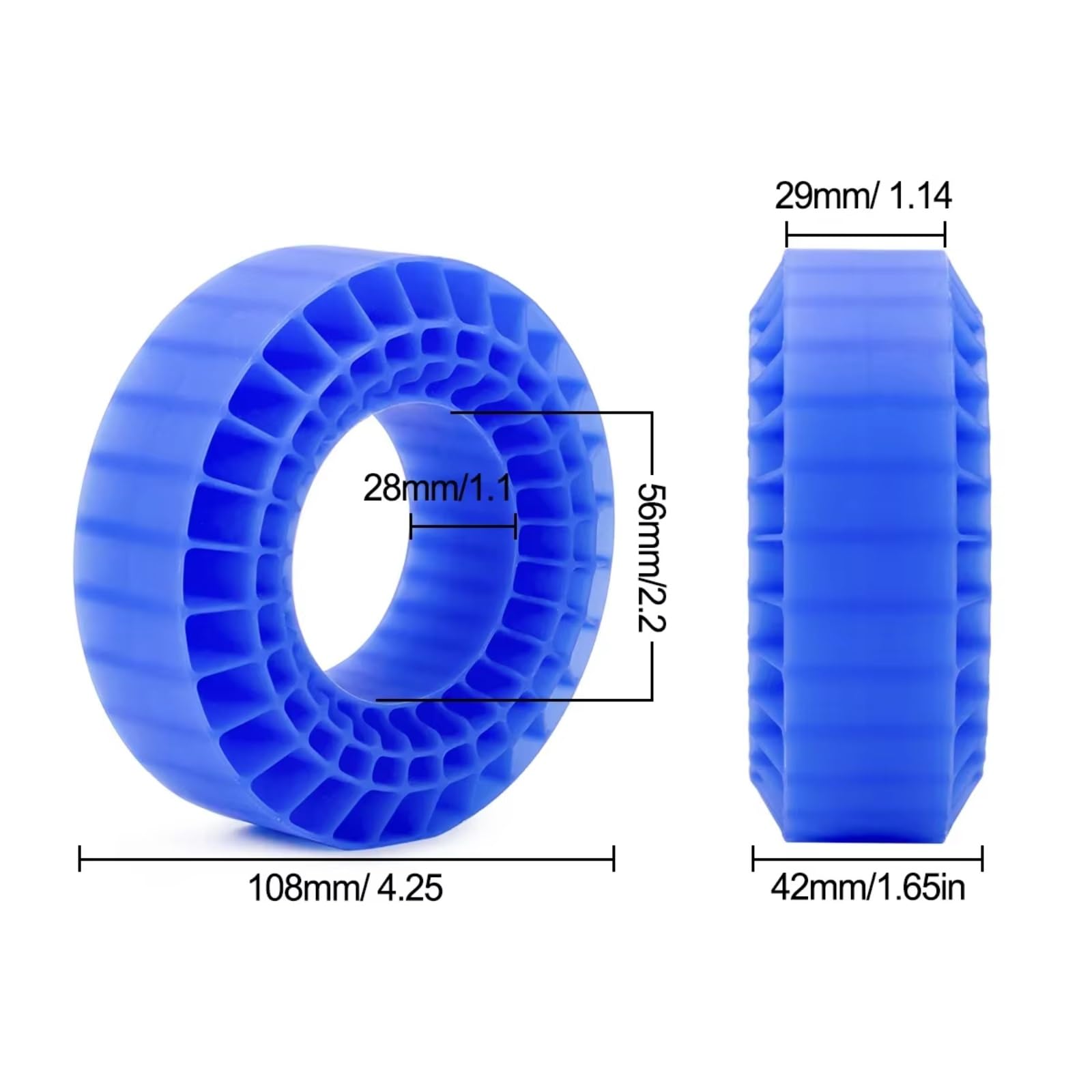 Pezzi Modelli RC Per TRX4 Per SCX10 III Per Capra Per BRX01 Per GEN8 1/10 Pneumatici Da 1,9'' Inserto Antischiuma In Gel Silice Morbido 108x42mm Parti Aggiornamento Autocarri Cingolati RC(Blue)