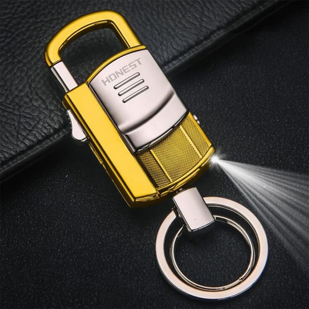 WSWJDW Multi-Functional Keychain USB Lighter Mini Portable Electric Lighters Rechargeable Windproof Ultra-Thin Metal Creative Individuality Key Buckle Lighter/With lights (Color : A)