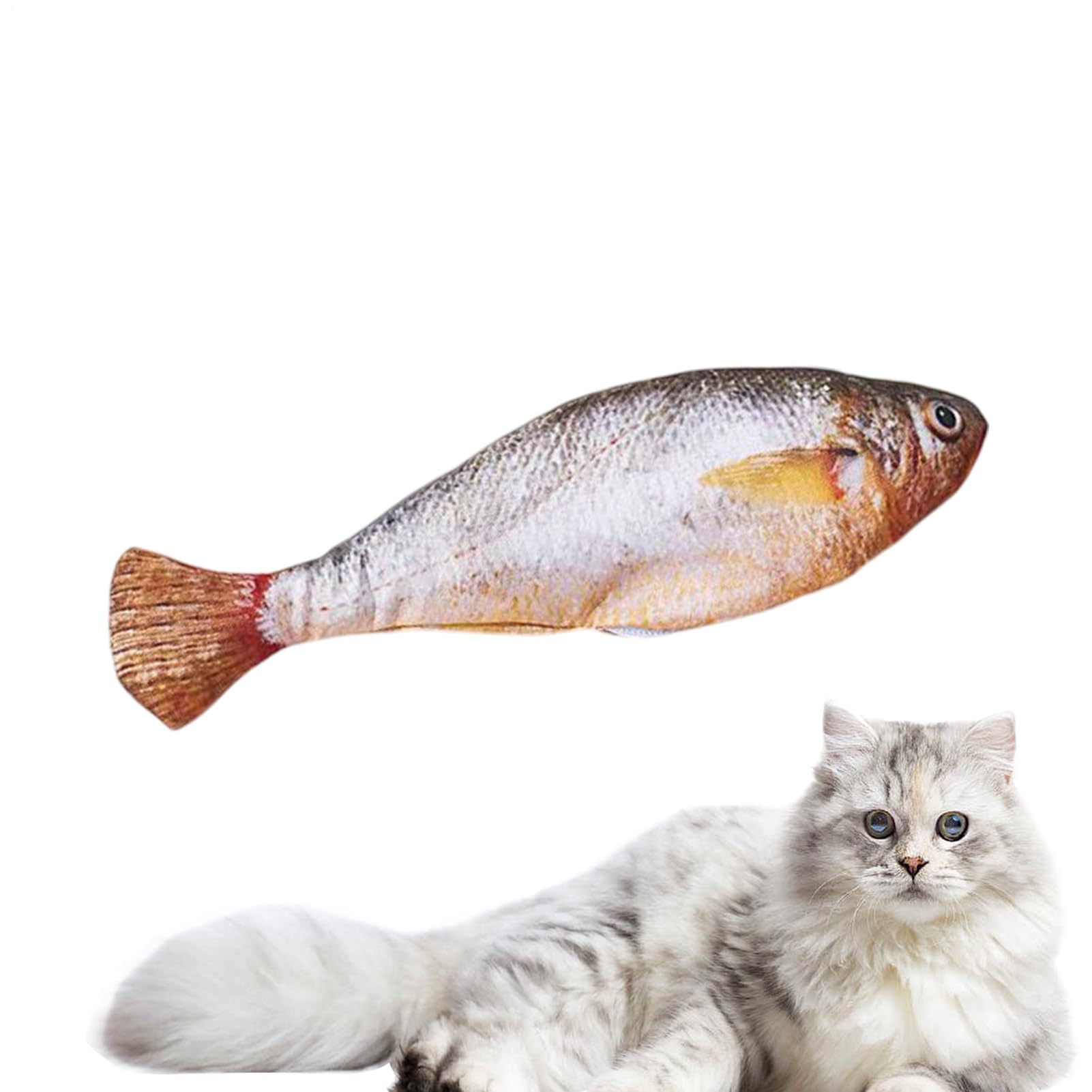 Juguetes para Gatos， Juguete Interactivo for Gatos y Peces, enriquecimiento eléctrico automático for aliviar el aburrimiento, Juego de Ejercicios(Little Yellow Croaker)