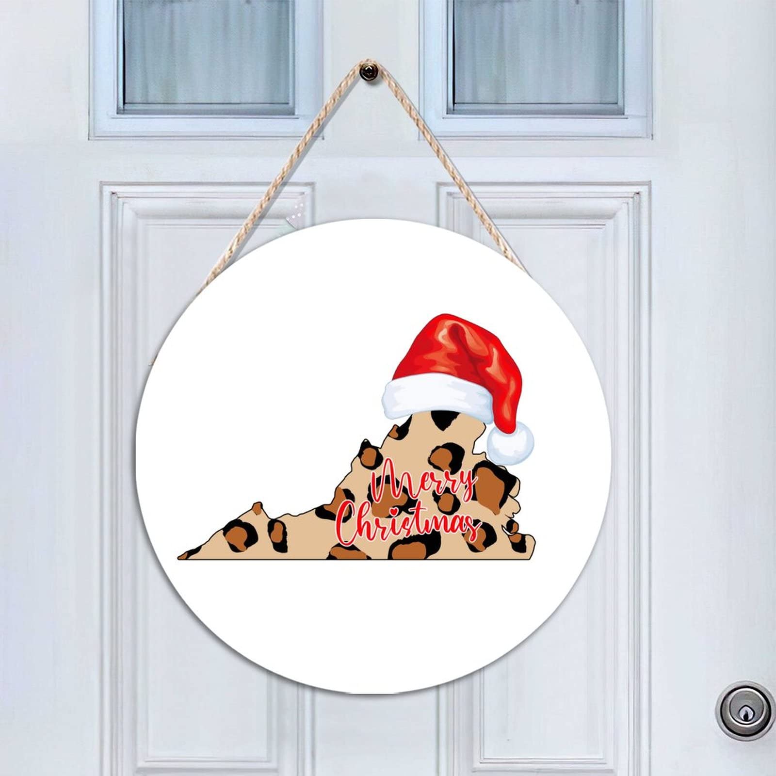 Panneau rond en bois Virginia 35cm décoratif suspendre pour porte d'entrée