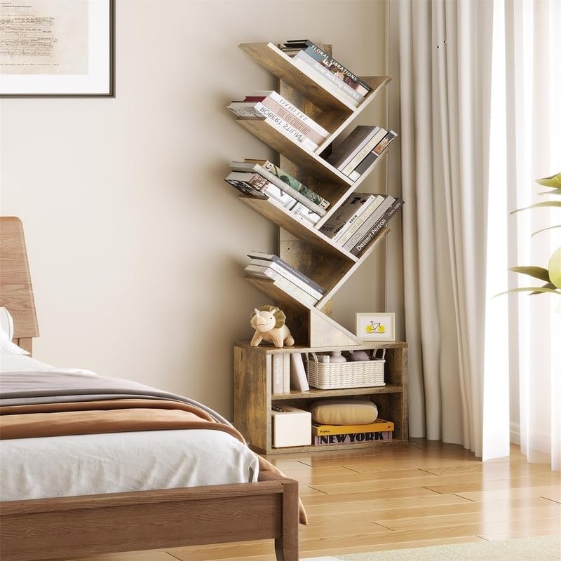 Amazon.com: 6 Tier Tree Bookshelf Small Bookcase with Storage